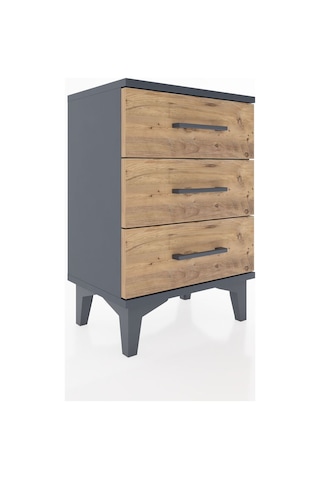 Arges Komodin 3 Çekmeceli 44x30x64 Antrasit-çam Antrasit