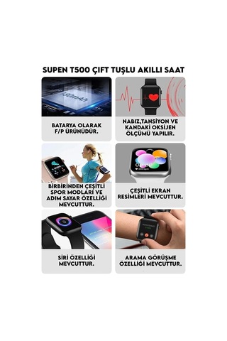 T500 Uyumlu Akıllı Saat Nabız Ölçer Bileklik Adımsayar Smart Watch Mesaj Okuma Pembe - 281620807