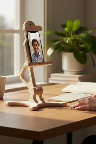Ahşap Telefon Standı Bej