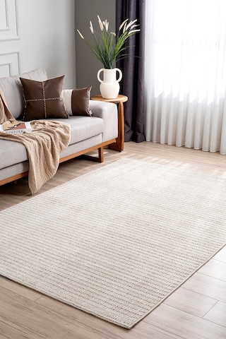 Retro Plain Krem Düz Dokuma Halı A3190a Krem