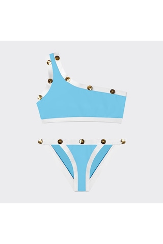 Panço Moeva Kız Çocuk Tek Omuz Mavi Bikini 636109