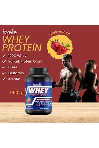 Fibrelle Whey Protein Çilek Aromalı 960 G Protein Tozu 32 Servis Çilek