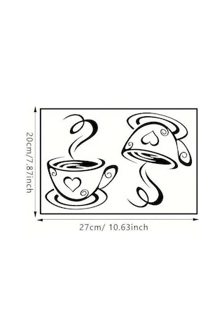 Geekyou "kahve Fincanı Desenli Otomatik Yapışkan Duvar Sticker - Suya Ve Isıya Dayanıklı, Odoruz, Canlı Dekor İçin" Siyah