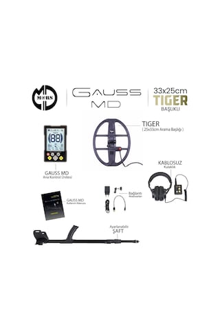 Gauss Md Dedektör Tıger 33x25,5cm Başlık + Kulaklık