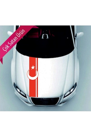 Ay Yıldız Kaput Şerit Oto Sticker Kırmızı