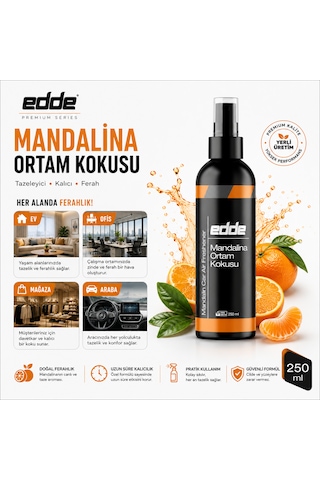 Edde Mandalina Kokulu Araba Araç Oto Ortam Kokusu Araç Içi Kokuları Oto Parfümü 250 Ml Oto Detailing 250ml