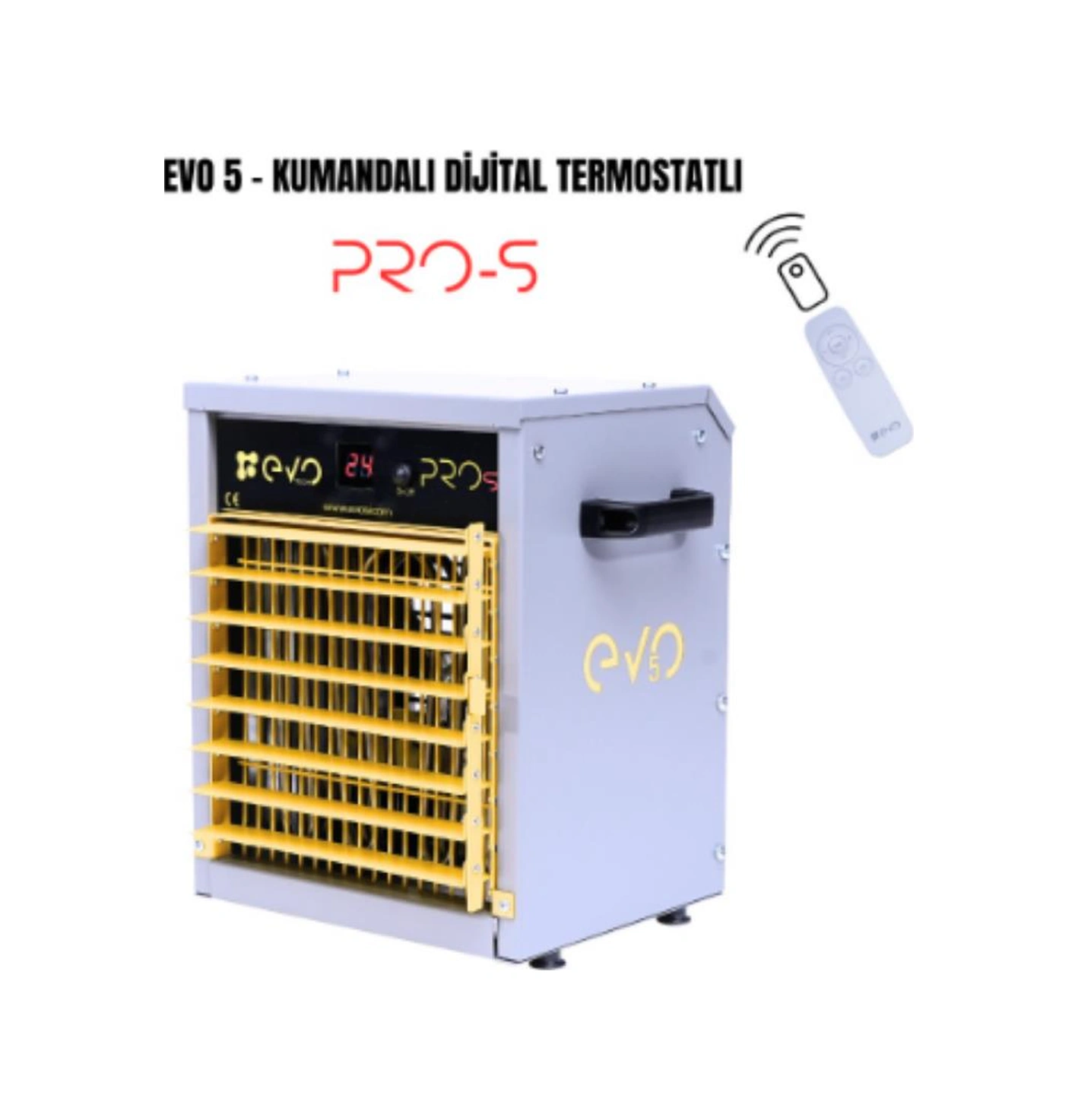 Evo5 Pros - 5 Kw Kumandalı Ve Dijital Endüstriyel Elektrikli Fanlı Isıtıcı