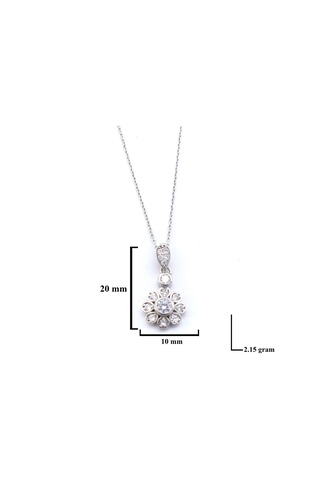 Ferizz Zirkon Taşlı Çiçek Model Gümüş Kolye Gk-338