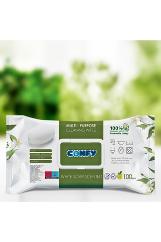 Confy Yüzey Temizlik Havlusu Ve Mendili Beyaz Sabun Kokulu 100