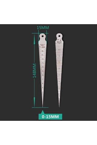 Kama Feeler Boşluğu 1-15mm Ince Paslanmaz Çelik Cetvel Muayene Konik Ölçer Metrik Emperyal Ölçü Aracı