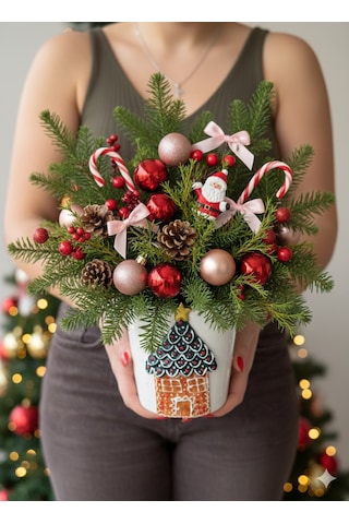 El Yapımı Christmas Ev Vazo Saksı Renkli