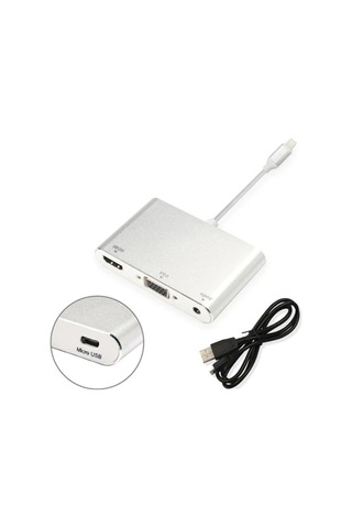 Apple Uyumlu iPhone Apple Uyumlu iPad P32 Hdmi Vga Av Audio Dönüştürücü Adaptör- 5775 - Karbul8558-1991 Gümüş