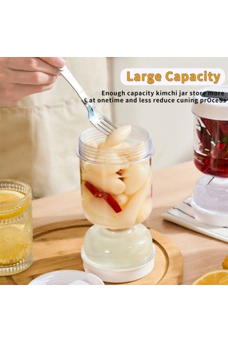 Aubyhe Beyaz Plastik 800ml Gıda Depolama Kavanozu, Islak-kuru Ayırıcı Filtre, Katlanabilir Çatal, Görünür Kapaklı, Mutfak Tuzlama Ve Su Ayırma Kabı Beyaz