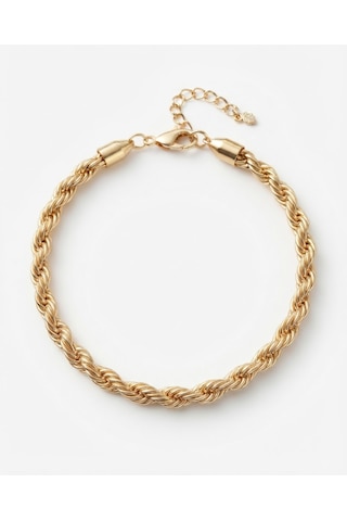 Unisex Halat Model Çelik Bileklik Gold