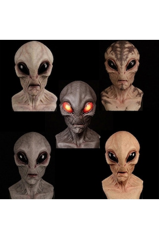 Uzaylı Lateks Maske Cadılar Bayramı Uzaylı Korku Maskesi Başlığı Uzaylı Gri Diğer