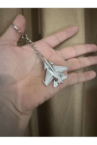 Herşey Nota Savaş Uçağı Uçak Hostes Pilot Gümüş Metal Anahtarlık