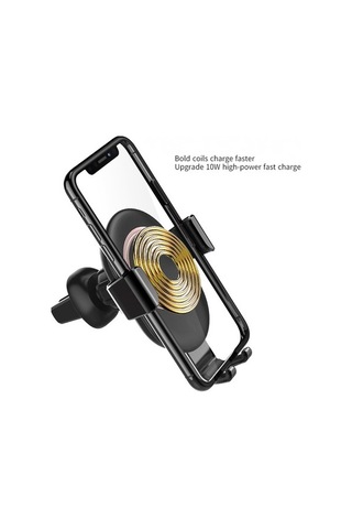 Voguecode Otomatik Sıkıştırmalı Araç Telefonu Tutucu Kablosuz Şarj-siyah Havalandırma Leıj2p