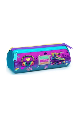 Minik Yuva Sırt Çantası Pembe Turkuaz Kulaklık Paten Desenli İki Bölmeli 3'lü Set 3set23554