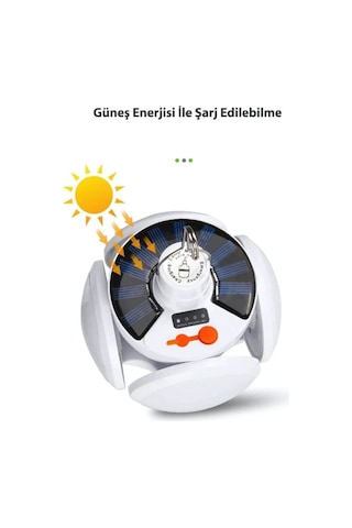 Solar Güneş Enerjili Kamp Lambası Katlanabilir Taşınabilir Solar Bahçe Aydınlatma - Kamp Lambası Beyaz