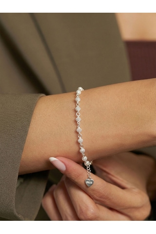 925 Ayar Geleneksel Kafes Telkari El İşi Top Zincir Gümüş Bileklik 9x4mm Gümüş - Rodyum
