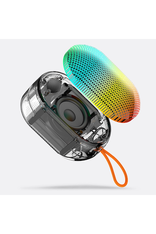 Lenyes S212 Su Geçirmez Rgb Işıklı Askılı Taşınabilir Kablosuz Bluetooth Hoparlör V5.3 Siyah