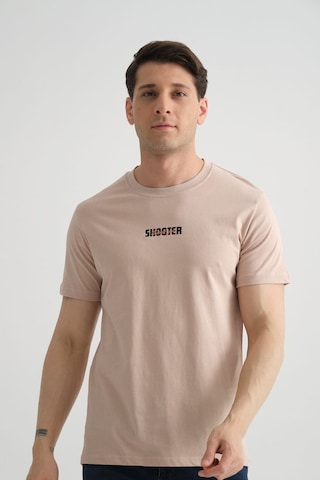 Shooter Sportwear Shooter Erkek T-shirt Minimal Baskılı Pamuklu Kumaş Standart Kalıp Taş