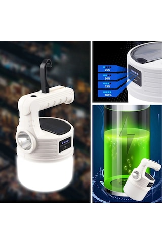 Buffer Led Güneş Enerjili Kamp Lambası 2000 Lümen Süper Parlak, 5 Aydınlatma Modlu,usb İle Şarj Edi Çok Renkli