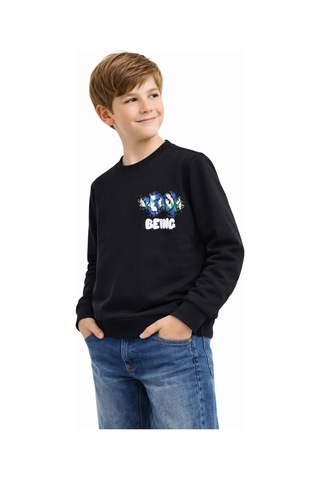 Baglan Erkek Çocuk Önü Arkası Baskılı Sweatshirt Bgl-st05236 Siyah