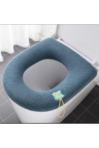 Örgü Yumuşak Dokulu Yıkanılabilir Klozet Kapağı Kılıfı