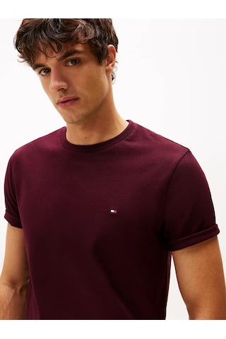 Tommy Hilfiger Klasik Sıfır Yaka T-shirt Bordo