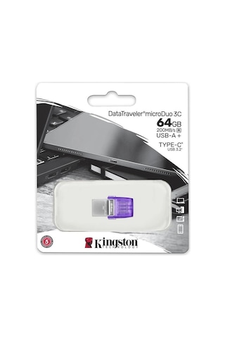 Kingston Dtduo3cg3-64gb Datatraveler Microduo 3c 200mb-s Dual Usb-a + Usb-c Flash Bellek Kdo