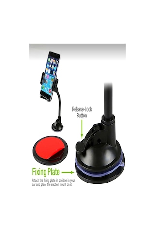 Caruc Oto Telefon Tutucu Spralli Vantuslu Siyah 35cm