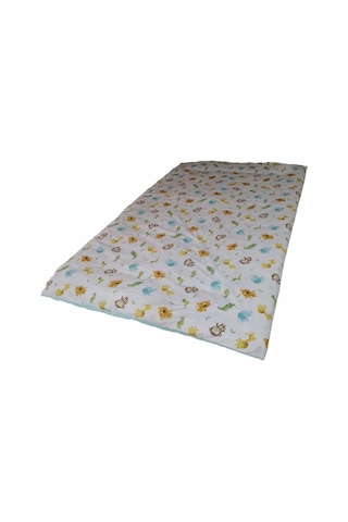 100X150 Cm Pamuklu Kumaştan Bebek Yorganı Safari Desen/Mint