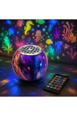 Coverzone Deniz Ve Okyanus Temalı Ent Projektör Gece Lambası, Müzikli Hoparlörlü Renkli Led Yansıtıcı, Uzaktan Kumandalı Döner Işık, 5v Usb Şarjlı Dahili Bataryalı 12 Cm Nima-11 Mor 29878824