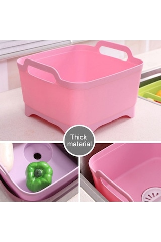 Dancemonkey 2 Adet Pratik Mutfak Plastik Sebze Yıkama Sepeti Ahşap