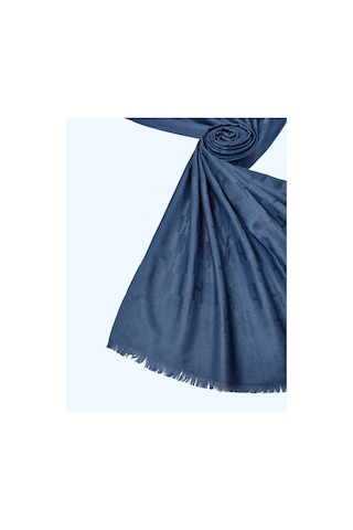 Mim Eşarp Işıl İpek - H Desen Kaşmir İpek Şal 75x190 Cm İndigo