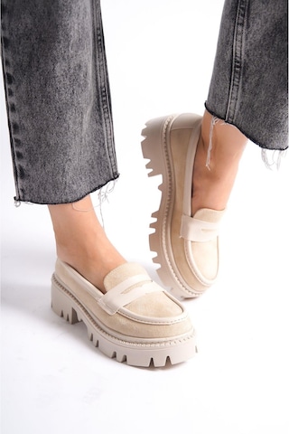 Mubiano Mb1190-bj Kalın Taban Lüx Süet Bej Kadın Kolej Loafer Bej