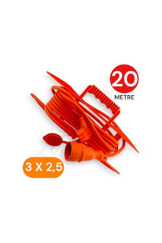 20 Metre Uzatma Kablosu 3x2,5 Mm Ttr Bakır Kablo Erkek Fiş-dişi Fiş Baskılı Diğer