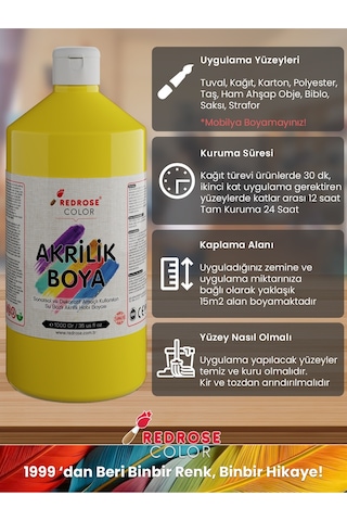 Red Rose Sarı Akrilik Boya 1 KG