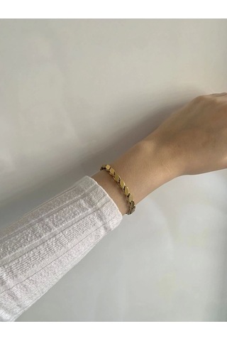 Altın Renk Arpa Zincir Çelik Bileklik - 3132 Gold