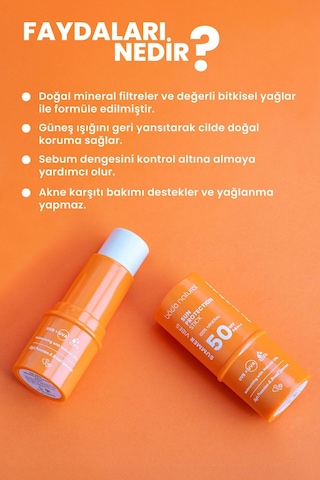 Bade Natural %100 Mineral Filtreli 50 Spf Besleyici Güneş Koruyucu Stick