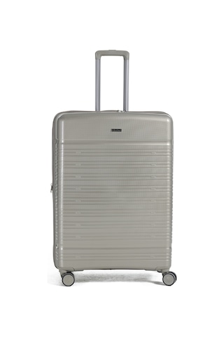 Fabrika Gri Çekçekli Sert Valiz Fab-5272 75 Cm Valiz Büyük Vizon