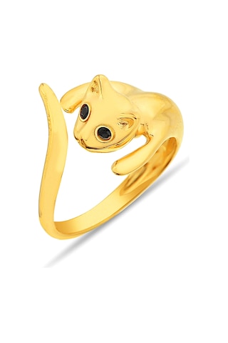Argentum Concept Altın Kaplamalı 925 Ayar Gümüş Ayarlanabilir Kedi Yüzük - Y018101
