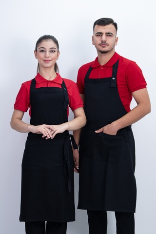 Düz Cepli Ayarlanabilir Düğmeli Arkadan Bağcıklı Önlük Çok Renkli