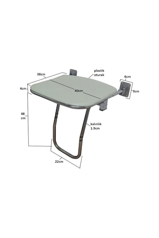 Paslanmaz Engelli Banyo Küvet Duş Oturağı Katlanır Plastik Oturaklı Gümüş