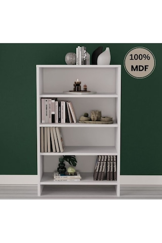 Çok Amaçlı Raflı Mdf Dolap Kitaplık Beyaz