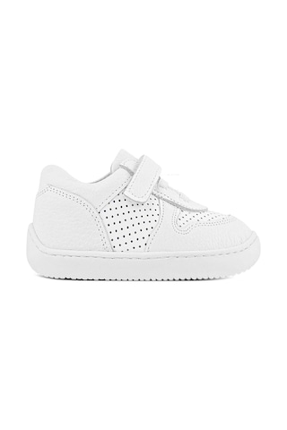 Rakerplus Bob Hakiki Deri Beyaz Barefoot Beyaz Tabanlı Cırtlı Bebek Sneaker Ayakkabı Beyaz