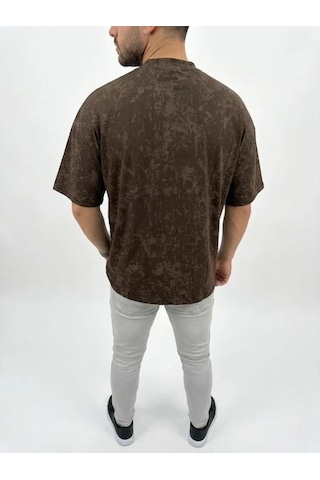 Vexor Erkek Premium Tişört Osy Yumuşak Dokulu Yıkamalı Oversize T-shirt - Kahverengi