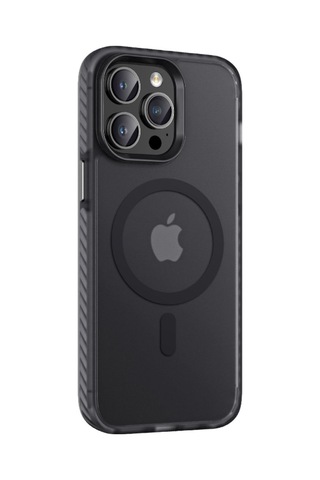 Apple Uyumlu iPhone 14 Pro Max Kılıf Mat Arka Yüzey Wireless Şarj Özellikli Zore Locik Kapak Siyah