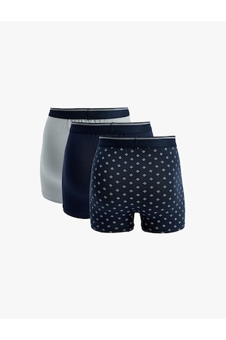 Koton Regular Fit Geometrik Baskılı Pamuklu 3'lü Boxer Seti Lacivert Desenli 6slm90013mk 7d2